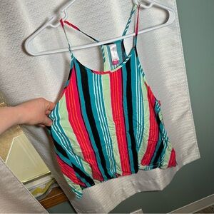 No Boundaries Red Green Ribbed Crop Tank Top